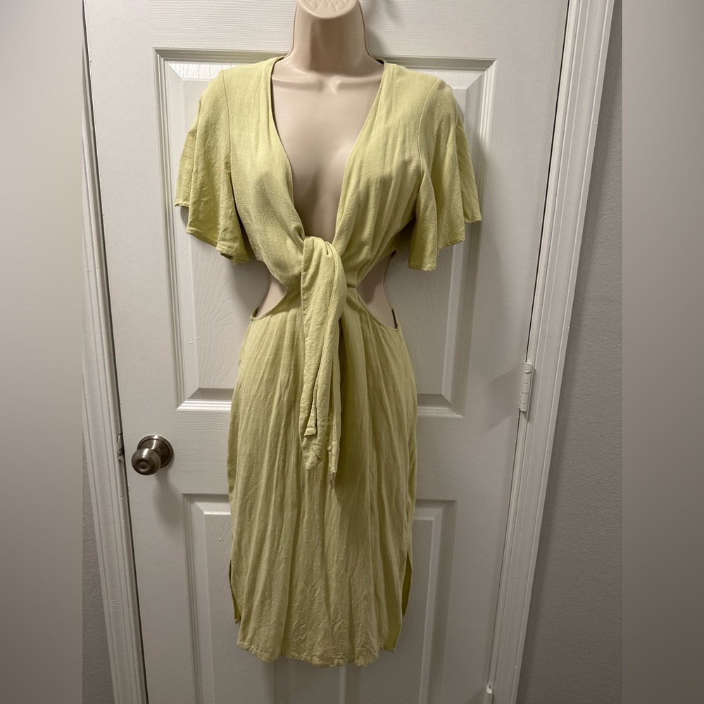 Lulu's Yellow Flutter Sleeve Wrap Sundress